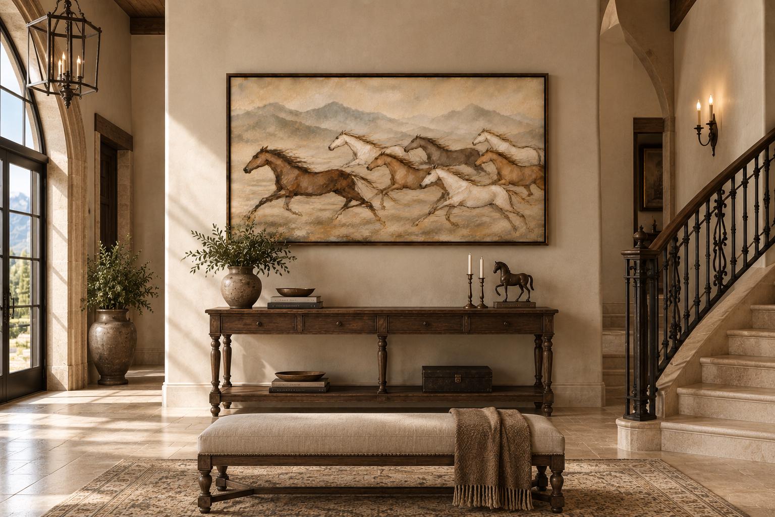 Horse Wall Art, Galloping Horses Equestrian Landscape Print, Digital Download photo 6