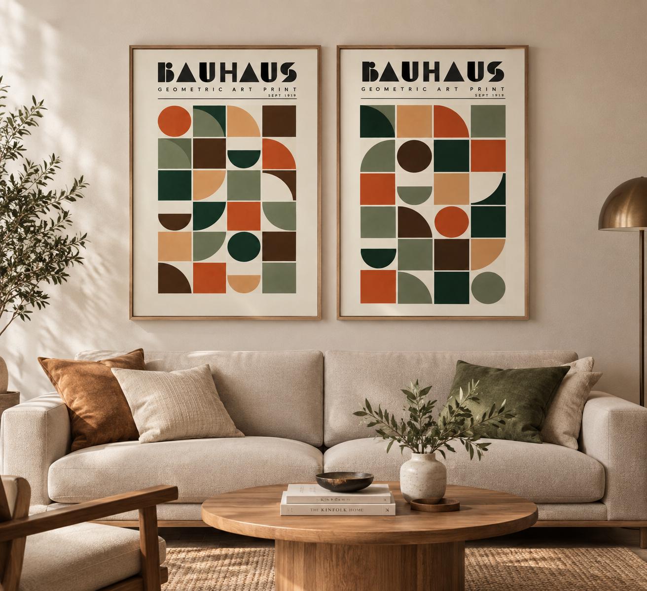 Bauhaus Wall Art Set of 2 Geometric Prints, Mid Century Printable Download photo 6
