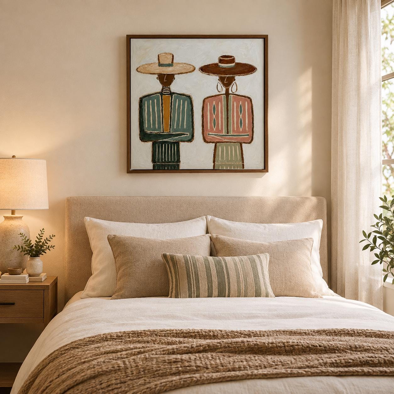 Mexican Wall Art Print, Charro Mariachi Couple, Colorful Folk Art Decor for Living Room, Southwestern Printable Download photo 2