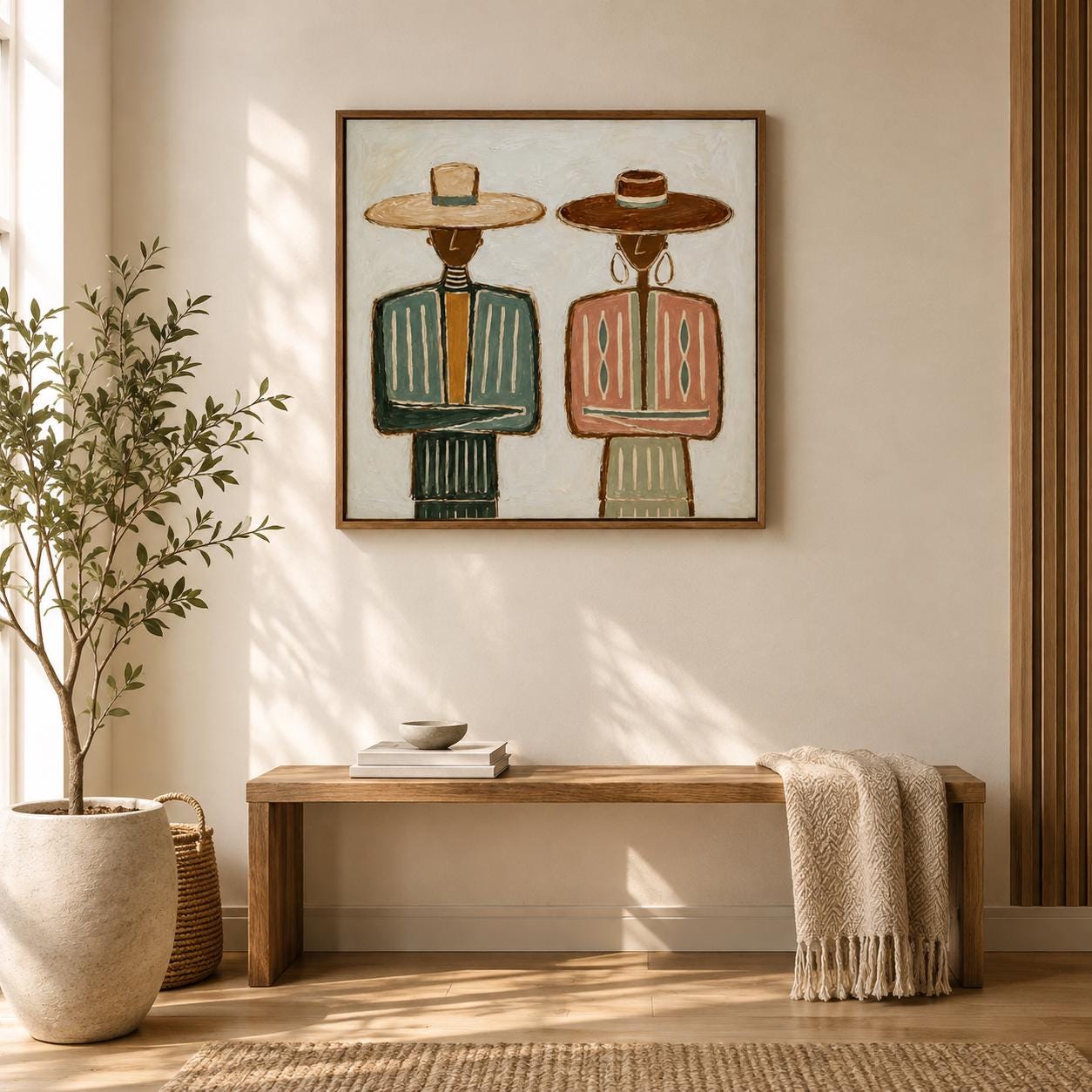 Mexican Wall Art Print, Charro Mariachi Couple, Colorful Folk Art Decor for Living Room, Southwestern Printable Download photo 5