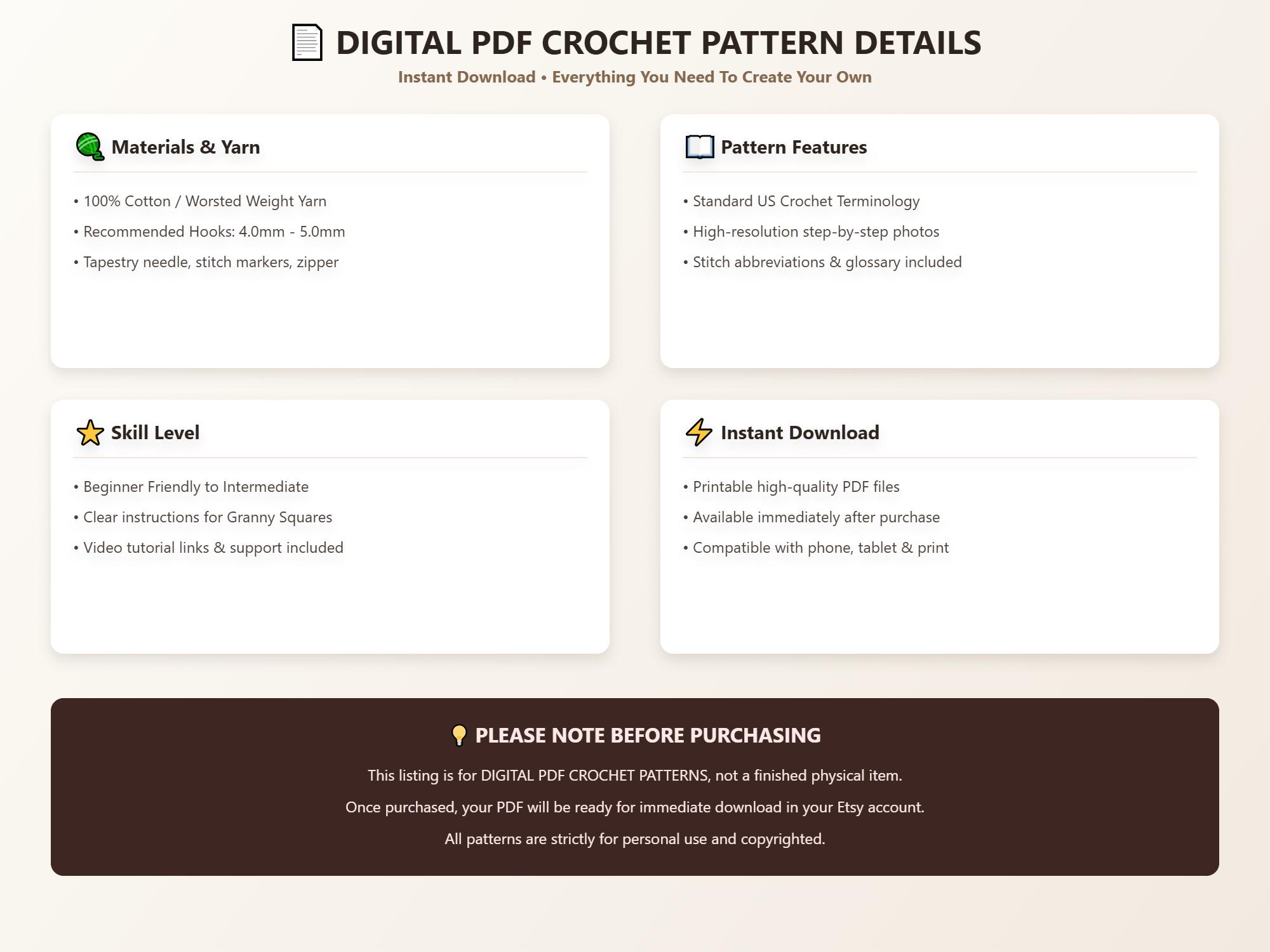 Crochet Bag Patterns – 5-in-1 PDF Bundle, Tote, Crossbody, Purse and Phone Pouch photo 10