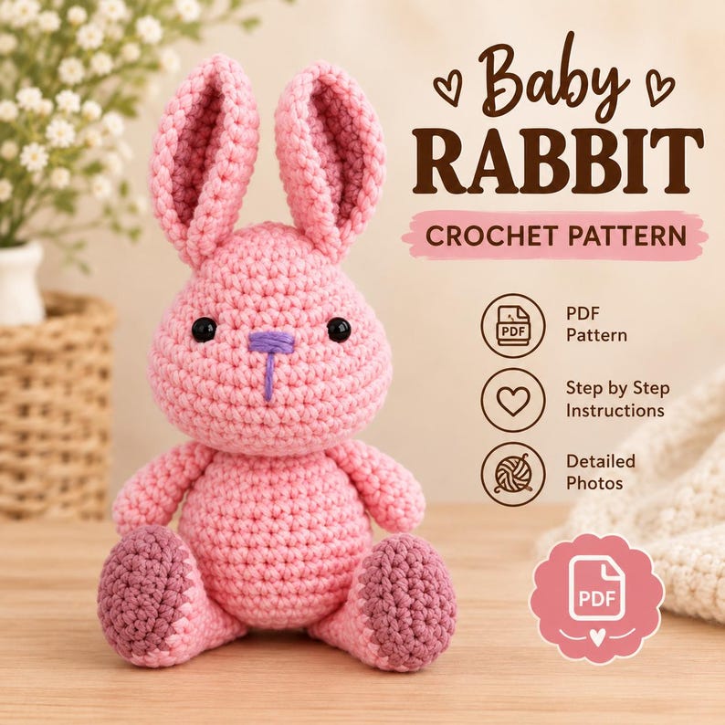 Virkmönster Paket: 6 Baby Amigurumi Gosedjur, PDF Nedladdning bild 2