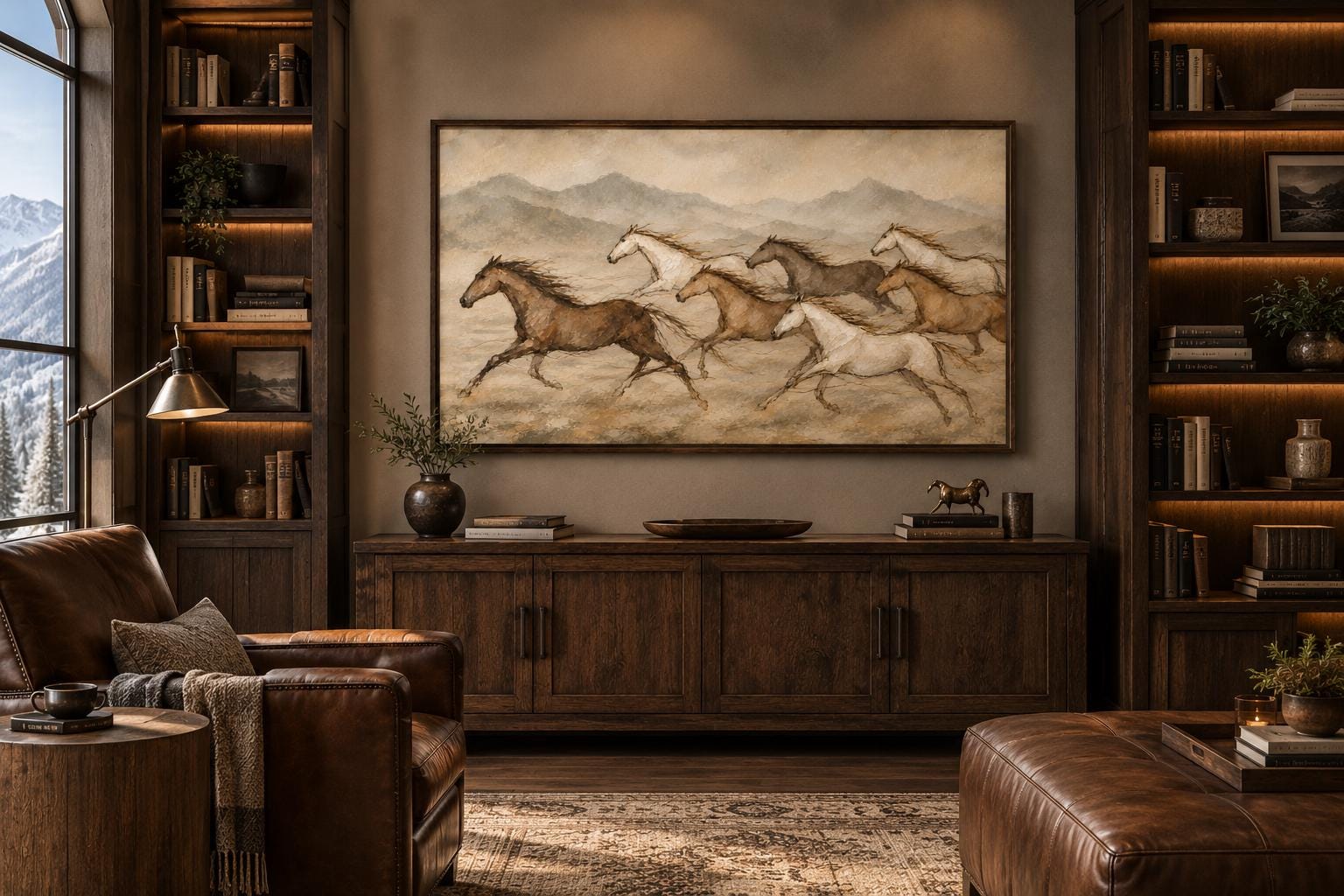 Horse Wall Art, Galloping Horses Equestrian Landscape Print, Digital Download photo 7