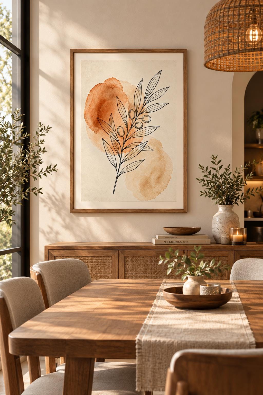 Botanical Wall Art Neutral Leaf Print, Minimalist Nature Wall Decor photo 7