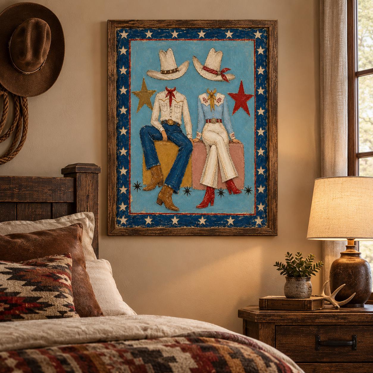 Cowgirl Wall Art Print, Pink Disco Cowboy Decor, Retro Western Printable photo 2