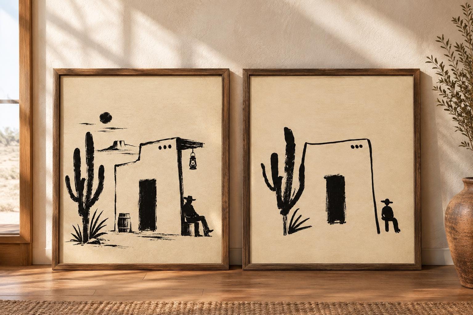 Cowboy Wall Art Print, Southwestern Cactus Desert Decor, Minimalist photo 7