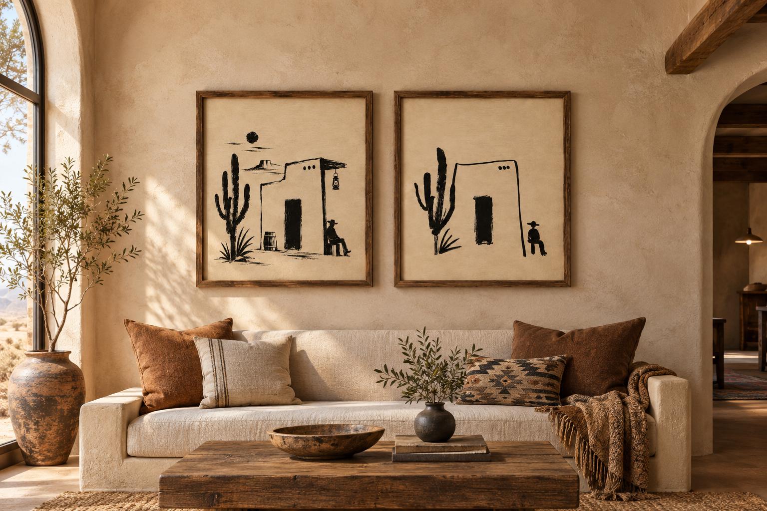 Cowboy Wall Art Print, Southwestern Cactus Desert Decor, Minimalist photo 9