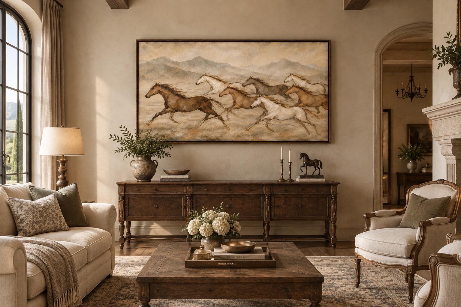 Horse Wall Art, Galloping Horses Equestrian Landscape Print, Digital Download photo 5