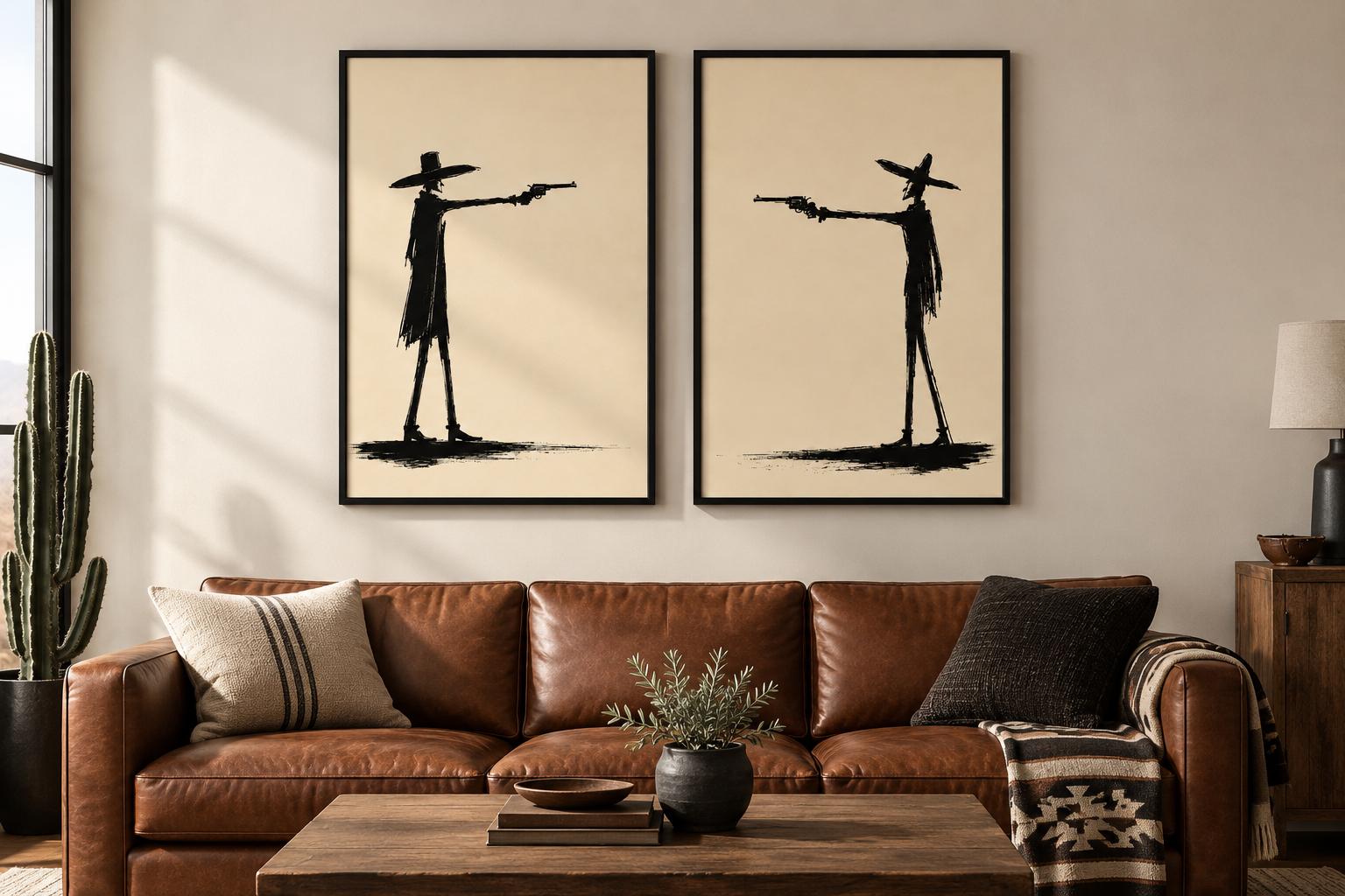 Cowboy Wall Art Print, Black and White Western Art, Minimalist Cowboy Decor photo 2