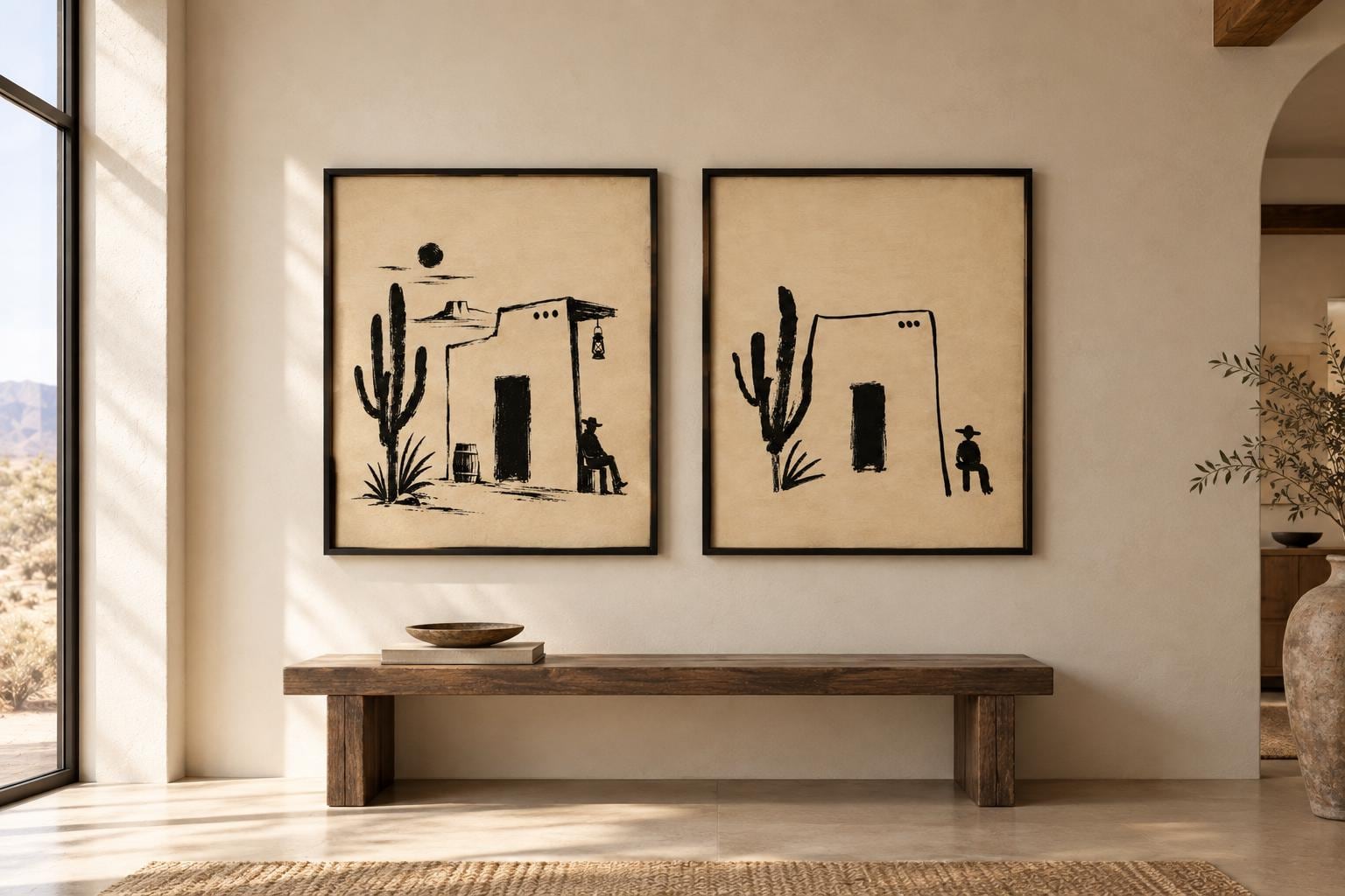 Cowboy Wall Art Print, Southwestern Cactus Desert Decor, Minimalist photo 8