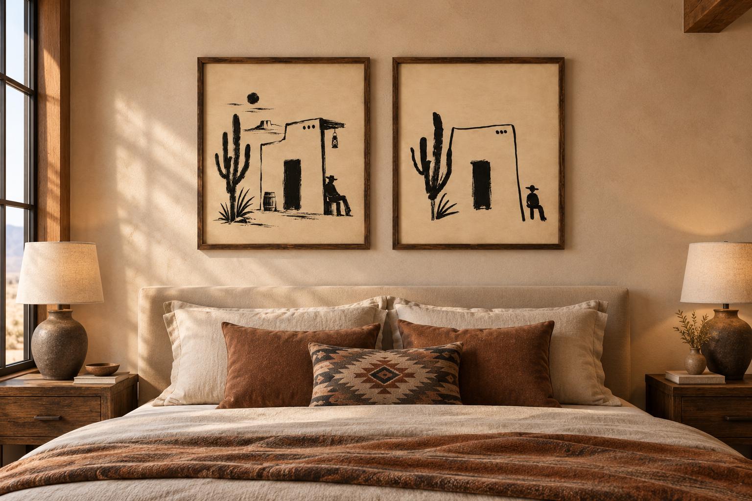 Cowboy Wall Art Print, Southwestern Cactus Desert Decor, Minimalist photo 2
