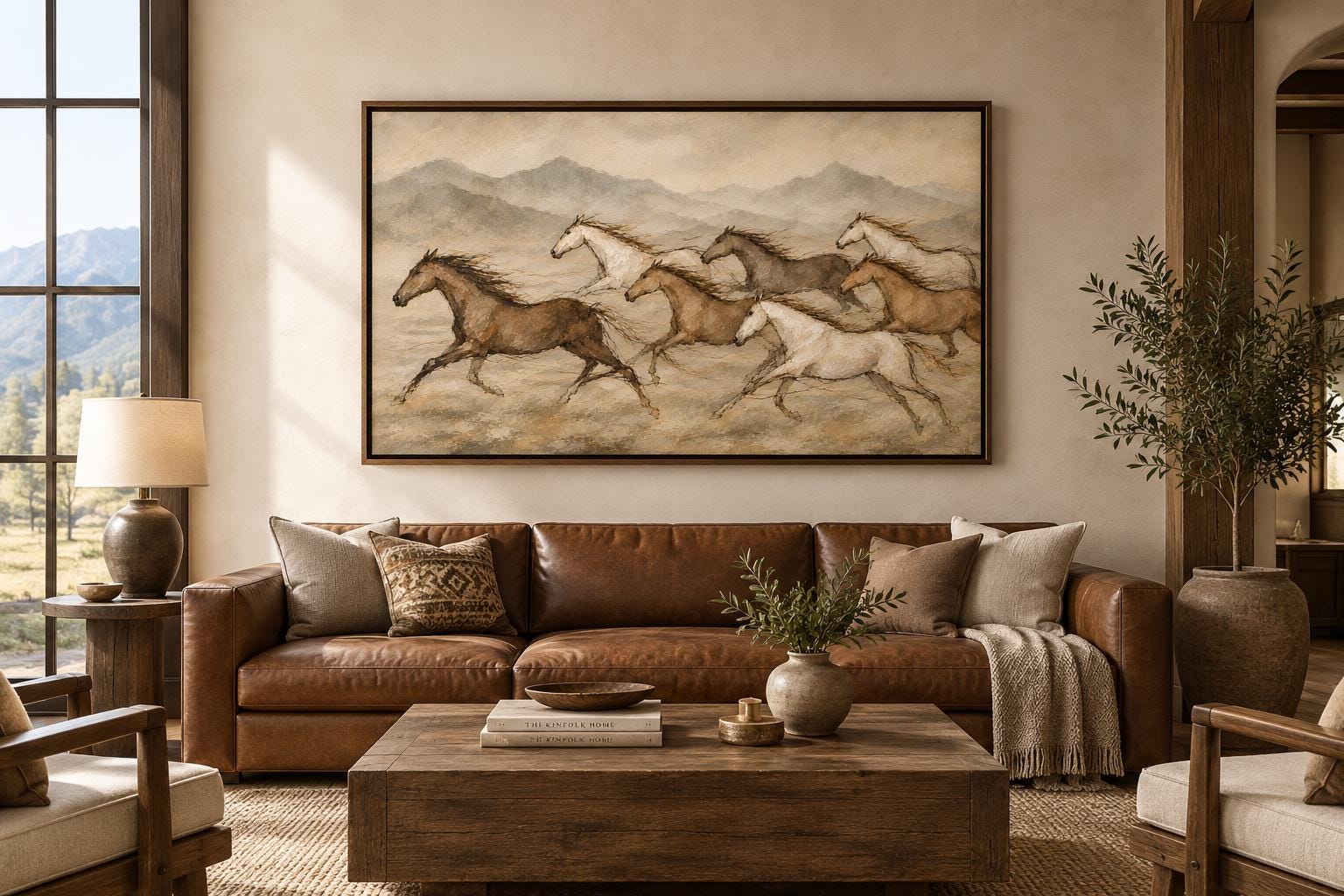 Horse Wall Art, Galloping Horses Equestrian Landscape Print, Digital Download photo 4