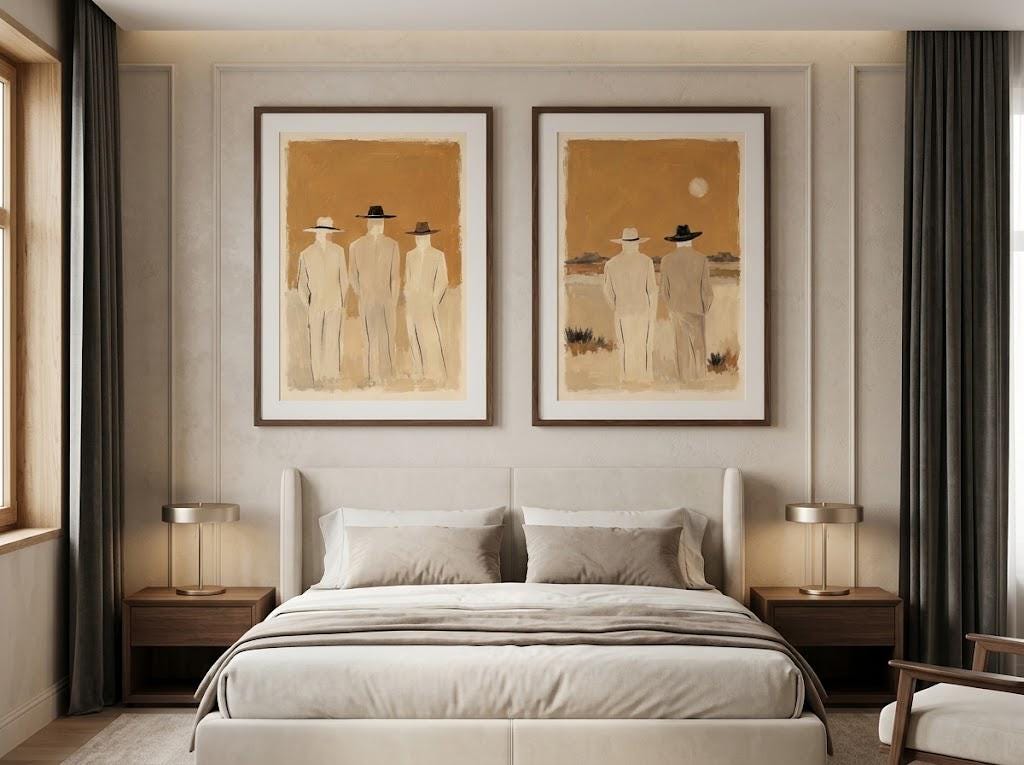 Cowboy Wall Art Set of 2, Western Prints Set, Black and White Diptych photo 5