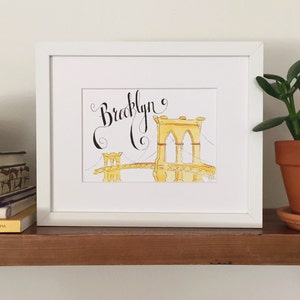 Brooklyn Bridge Print from an Original Handmade Painting, Brooklyn Decor
