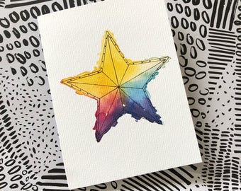 Rainbow Star, Blank Greeting Card - Valentines - Thank You - We'll Miss You - We Love You - Best of Luck - You're Awesome