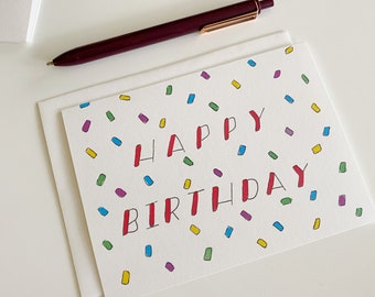 Happy Birthday Confetti Card - Original  Handmade Greeting Card