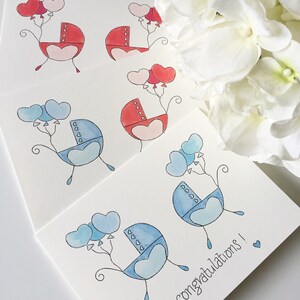 Twin Boys Card, Baby Twins Congratulations Greeting Card, Double Trouble image 3