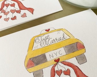 New York Wedding Card - Congratulations - NYC Taxi - Just Married