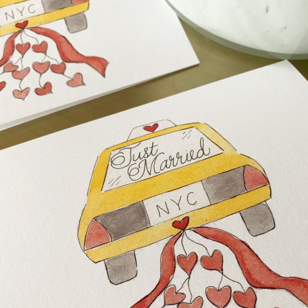 New York Wedding Card - Congratulations - NYC Taxi - Just Married