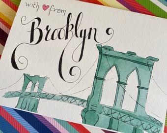 Brooklyn Card - Brooklyn Bridge - With Love from Brooklyn - Brooklyn Print