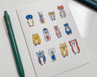 Little Blue Owls Greeting Card - Blank Card - Twit-Twoo