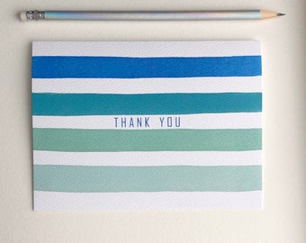 Thank You Card - Classic Watercolor Greeting Blue and Green