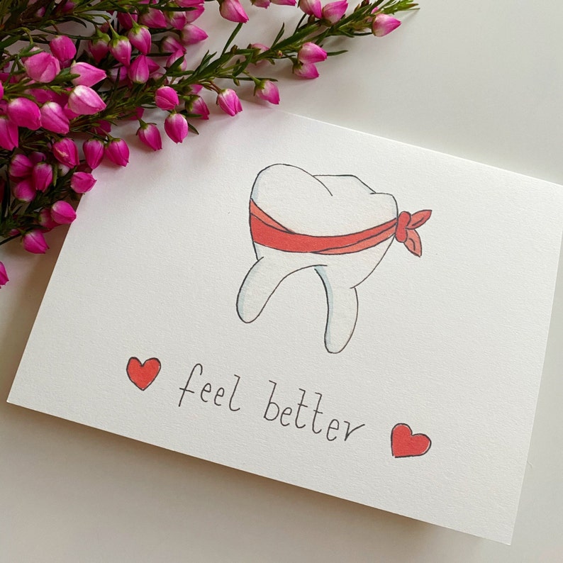 Feel Better Toothache, Get Well Soon Teeth, Toothaches Suck, Dentist Greeting Card image 2