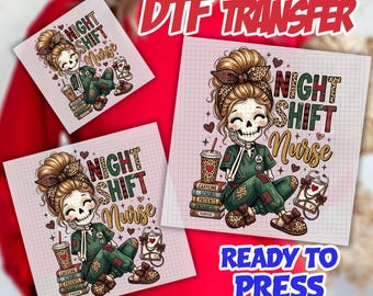 Night Shift Nurse Dtf: Christmas RN Dtf Gang Sheet, Nursing Student Ready To Ship, Night Nurse  Christmas Dtf Transfer, Nurse Christmas Dtf