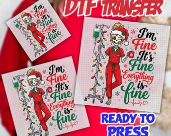 Funny Christmas Nurse Skeleton Dtf: Funny Nursing School Dtf Gang Sheet, Skeleton Nurse Xmas Lights Ready To Ship, Nursemas Skeleton Dtf