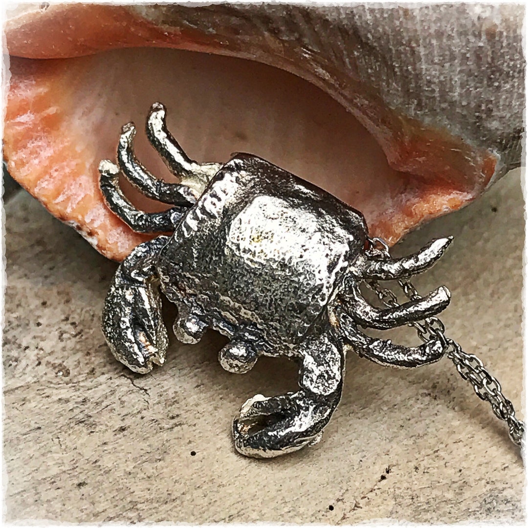 Pendentif Collier Crabe Du Zodiaque (Cancer) - Cristal Véritable, Plaqué Rhodium, Thème Plage/nautique, Neuf Avec Boîte