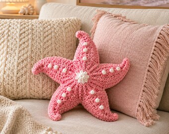 Rosa sjöstjärna virkmönster PDF, söt Amigurumi sjöstjärna plysch, havsplyschprydnad, direkt nedladdning