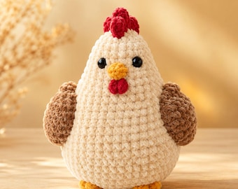 Mönster för virkad plysch-amigurumi-kyckling i PDF-format, enkelt virkad plysch-mönster för söt kyckling-amigurumi-djurleksak