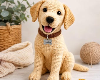 マーリー・ラブラドール・レトリバーの編み図 – 縫わずに作れるあみぐるみの子犬（PDFダウンロード）
