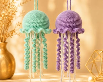Virkat manetmönster PDF, Amigurumi manetmönster, Hängande havsdekor, Virkning av havsdjur, Barnkammardekor under vattnet