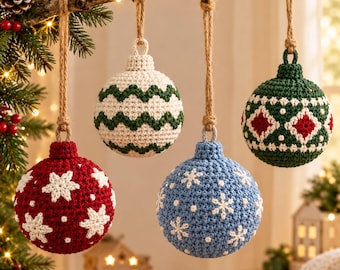 Christmas Crochet Ornament Pattern, Crochet Bauble Pattern, Christmas Tree Decor, Holiday Ornament PDF, Crochet Christmas Pattern
