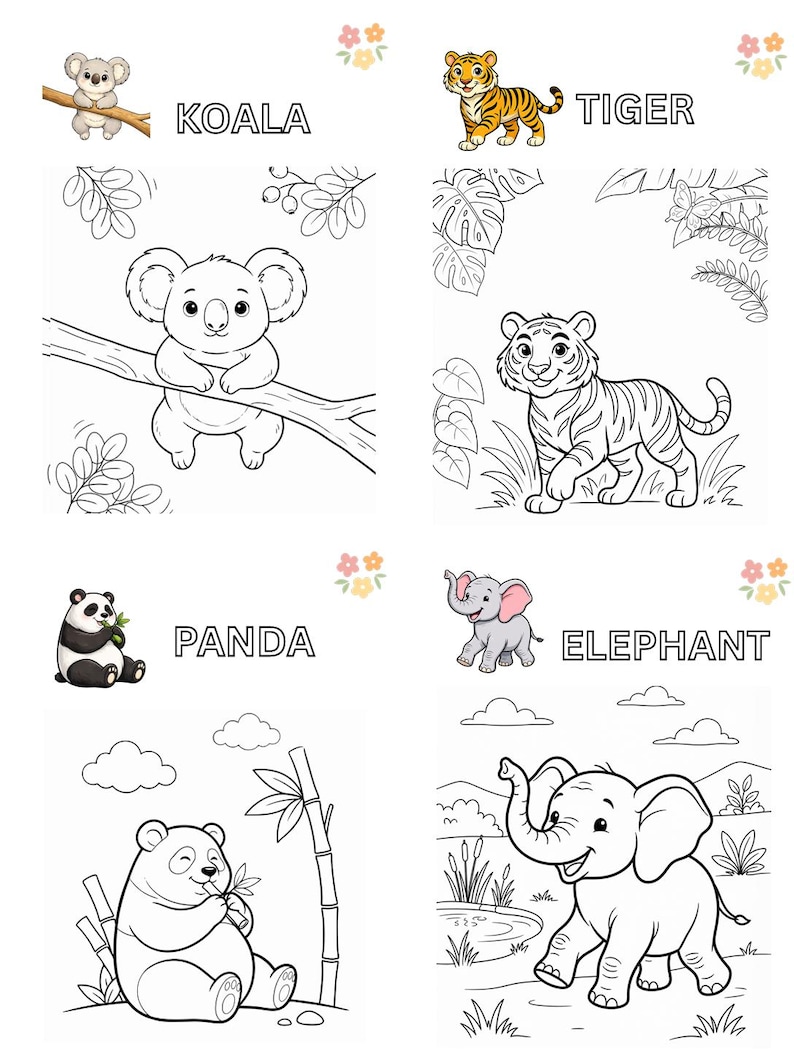 Animal Coloring Book Printable PDF 20 Coloring Pages Instant animal-coloring-book-printable-pdf-20-coloring-pages-instant