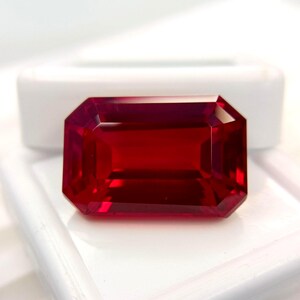 Mozambique Red Ruby Gemstone Natural Emerald Cut 21-23 Ct Certified Top Quality Real Rings Size Real For Making Jewelry Gemstone KB803