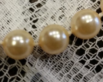 Wheat Gold Faux Pearl Necklace from 1950s