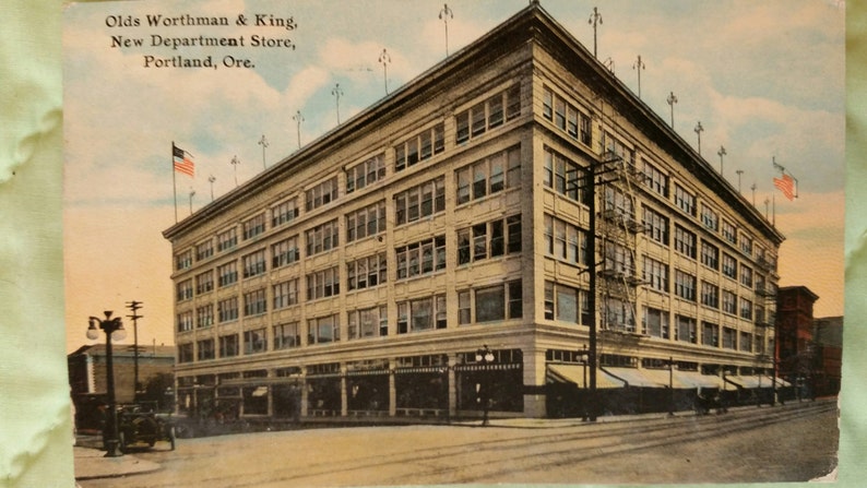 Antique 1913 Portland Oregon Postcard of Olds Worthman & King Building image 1