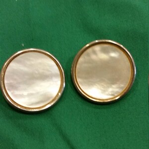 Mother of Pearl on Gold Clip Earrings from 40s or 50s image 2