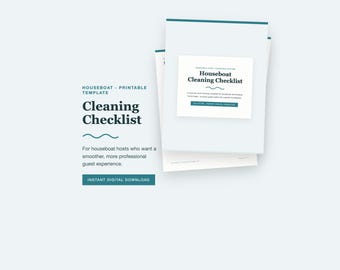 Plantilla de lista de verificación para la preparación de casas flotantes, programa de limpieza de alquiler imprimible, PDF de reabastecimiento y recorrido para el anfitrión, estilo costero