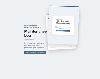 Carpeta de mantenimiento de apartamentos urbanos en formato PDF, listas de verificación de mantenimiento del hogar y registro de reparaciones imprimibles para anfitriones de alquiler, estilo azul escandinavo
