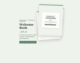 Plantilla de libro de bienvenida para anfitriones de casas rurales, guía imprimible para huéspedes de alquiler, cartel de normas de la casa, wifi y lista de verificación de salida en PDF, estilo botánico.