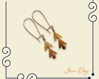 Double V Shaped Topaz Color With French Ear Wires Earrings