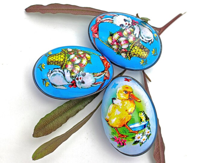 Vintage Tin Easter Eggs Egg Candy Containers Litho Easter Etsy