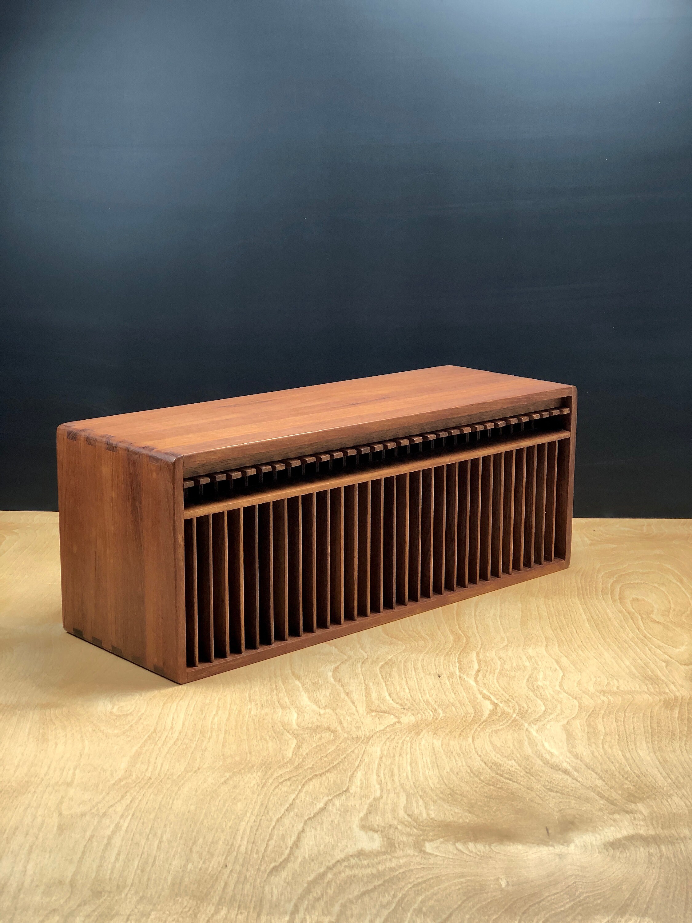 Vintage Mid Century Modern Teak CD Holder, Kalmar Designs, Media