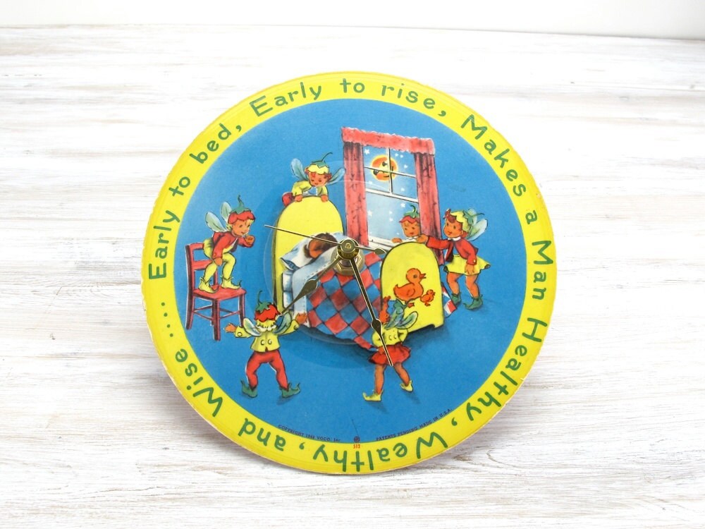 Vintage Clock Nursery Rhyme Clock Nursery Clock 1940s Etsy