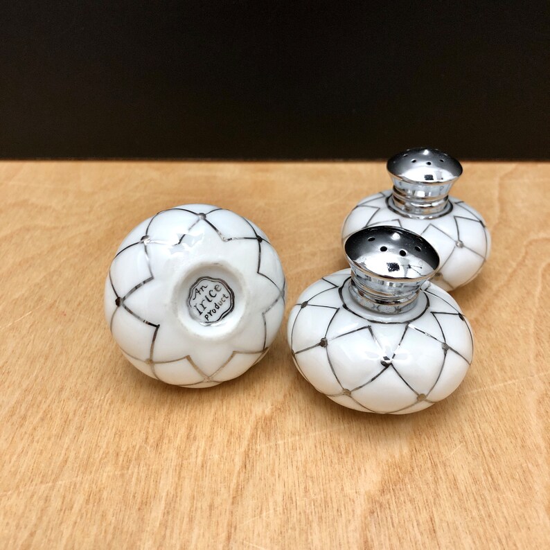 Vintage I Rice Porcelain and Silver Salt and Pepper Shakers, Set of 3 ...