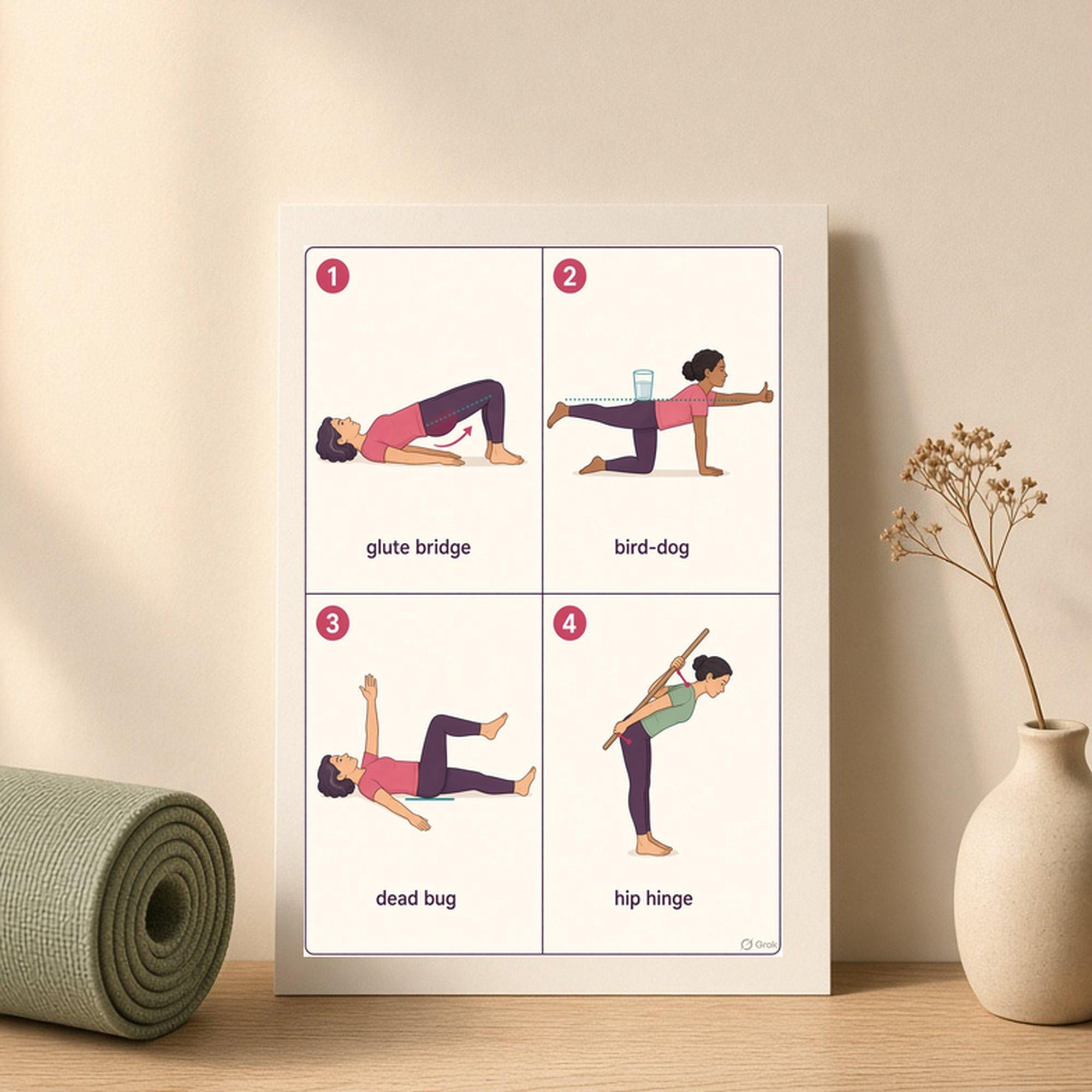 Exercise plate page with step-by-step illustrations