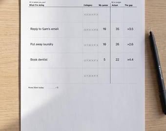 Zeit-Realitätscheck | Planer für ADHS-bedingte Zeitblindheit & Aufgabendauer-Tracker | Undatiertes, druckbares PDF + Excel | Set für exekutive Dysfunktionen